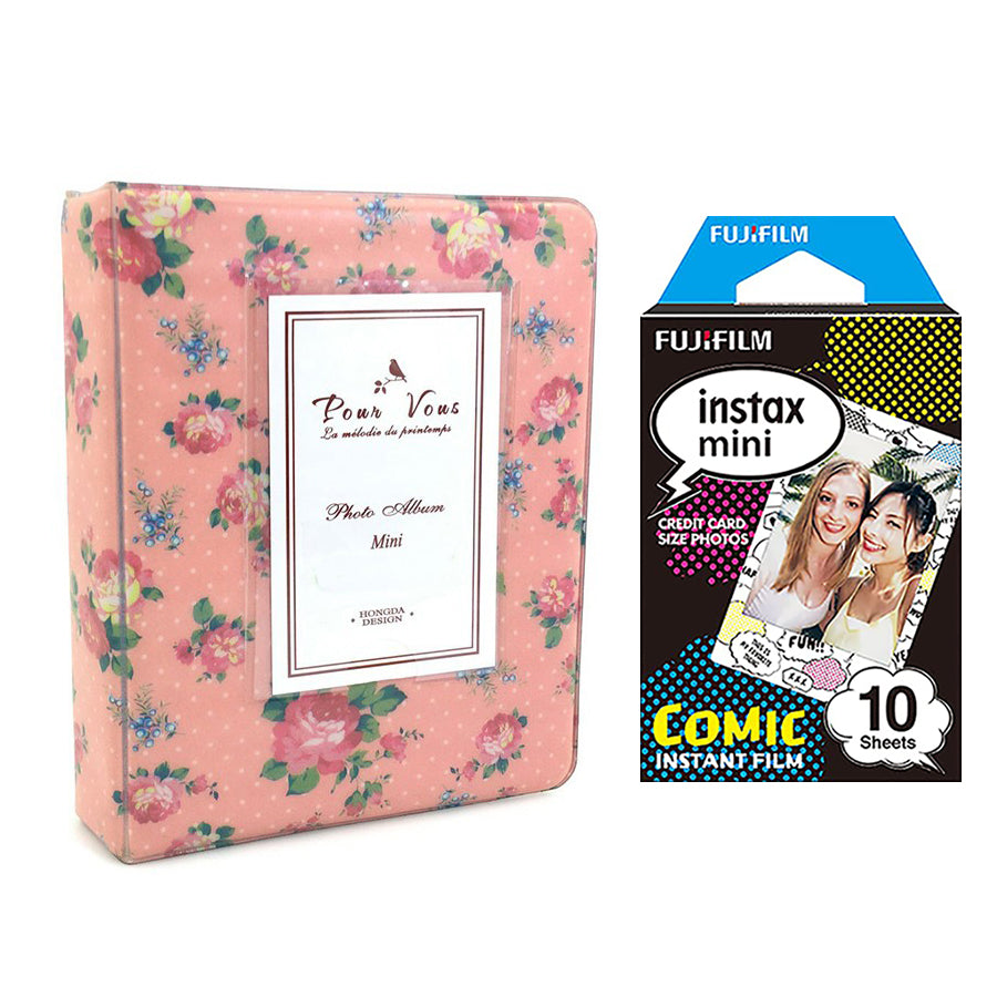 Fujifilm Instax Mini 10X1 comic Instant Film with Instax Time Photo Album 64 Sheets (Beautiful flower)