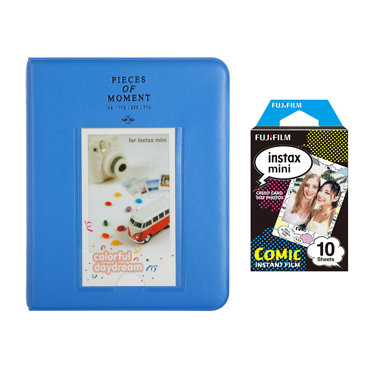 Fujifilm Instax Mini 10X1 comic Instant Film with Instax Time Photo Album 64 Sheets Cobalt blue