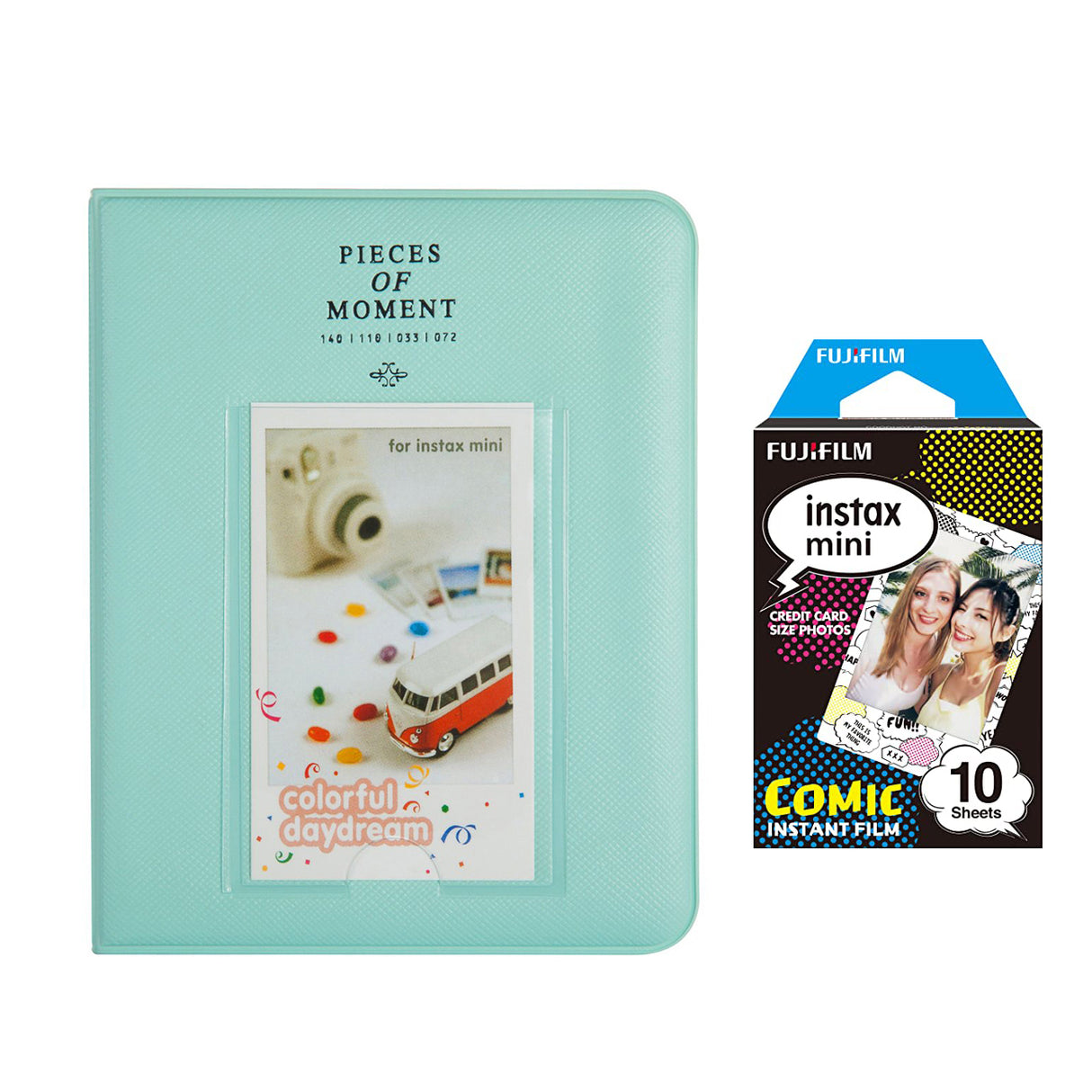 Fujifilm Instax Mini 10X1 comic Instant Film with Instax Time Photo Album 64 Sheets Ice blue