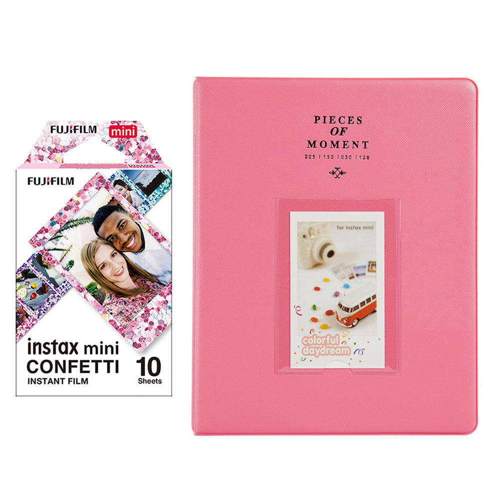 Fujifilm Instax Mini 10X1 confetti Instant Film With 128-sheet Album for mini film FLAMINGO PINK