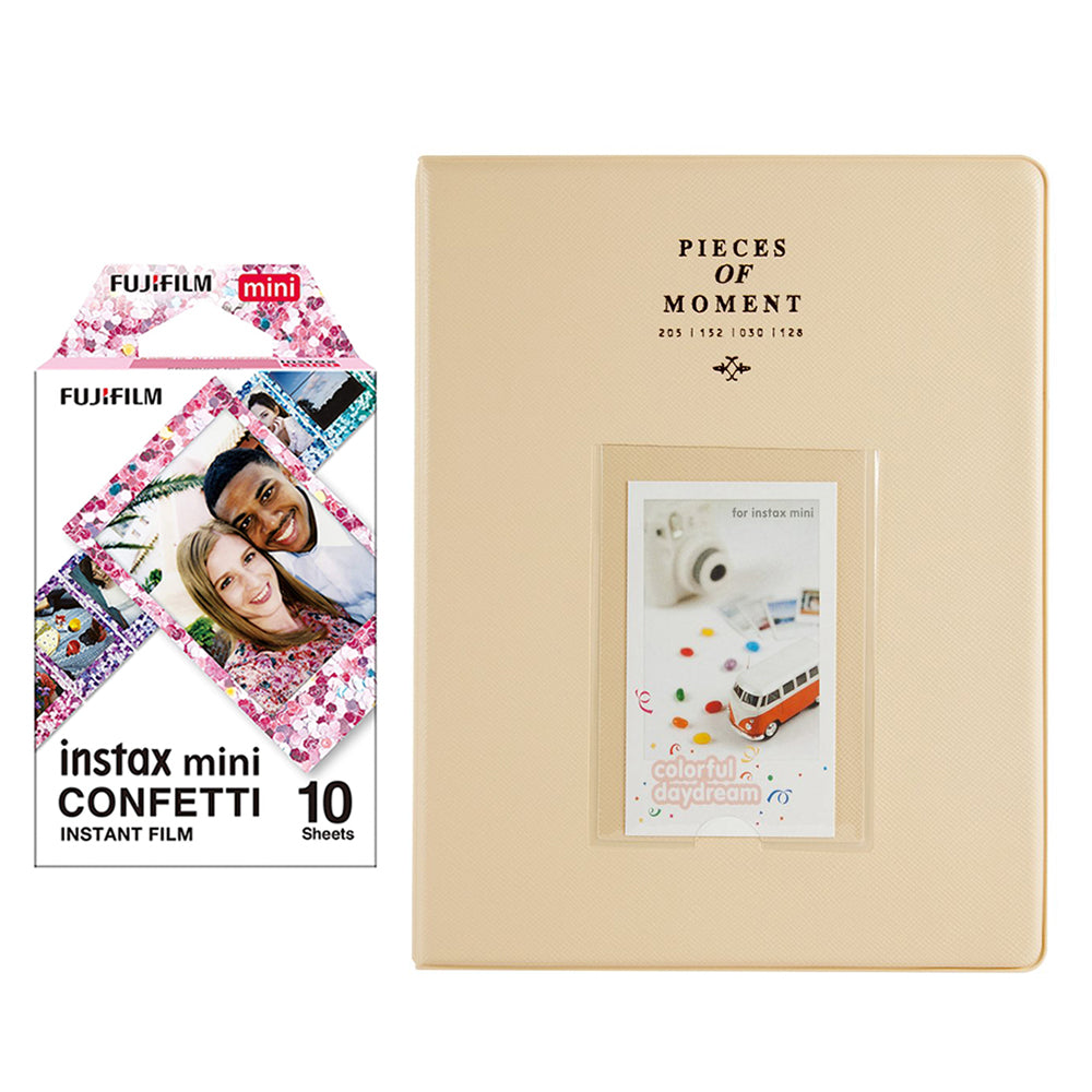 Fujifilm Instax Mini 10X1 confetti Instant Film With 128-sheet Album for mini film Beige