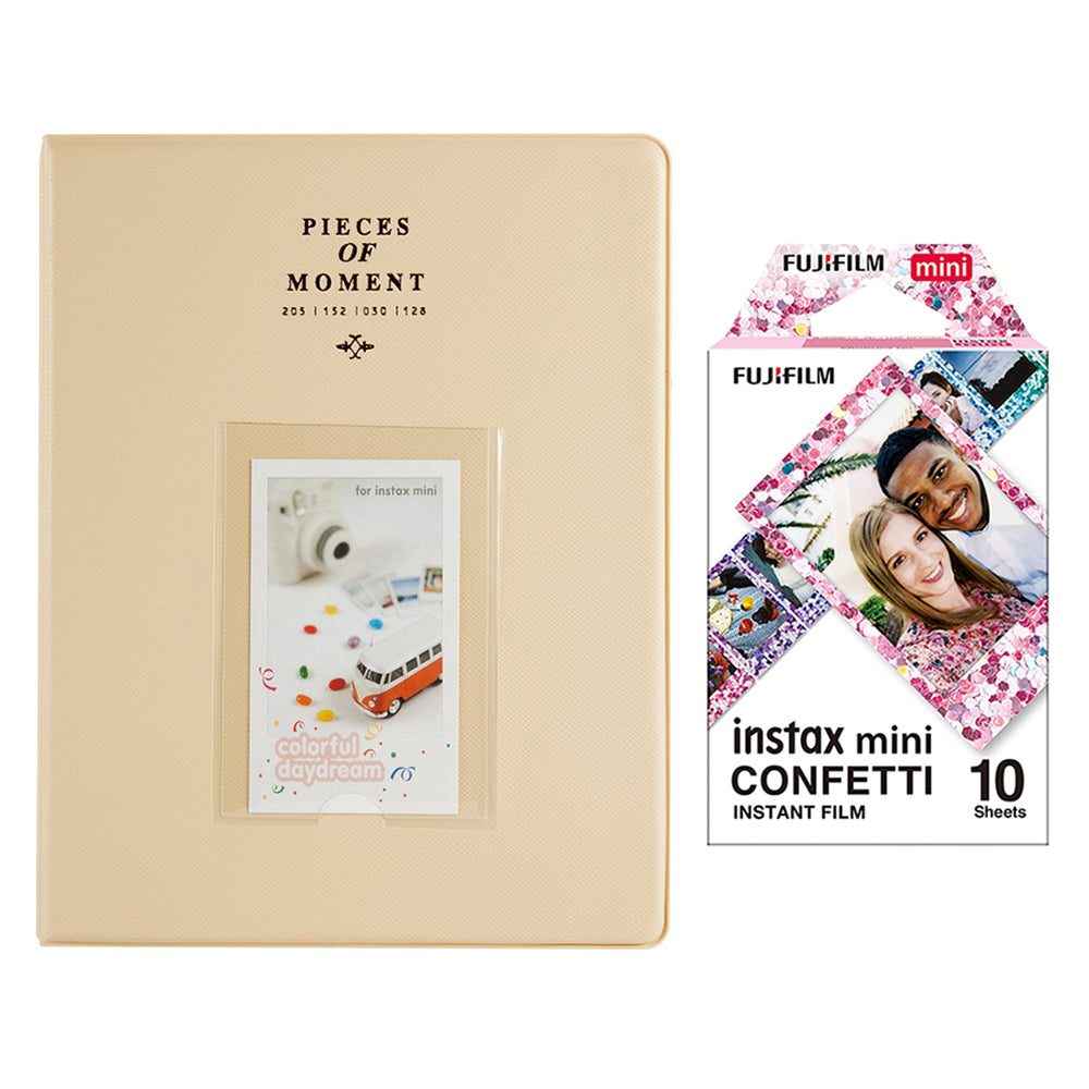 Fujifilm Instax Mini 10X1 confetti Instant Film With 128-sheet Album for mini film Beige