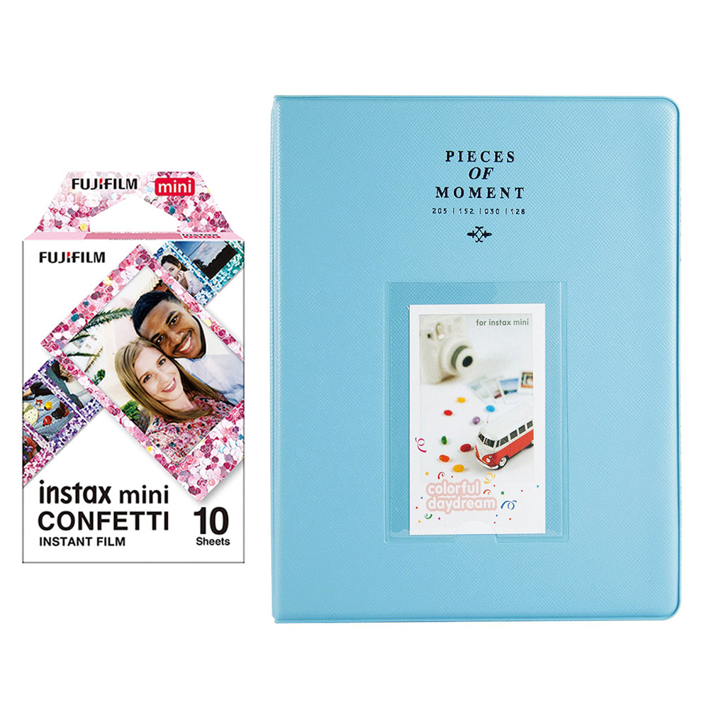 Fujifilm Instax Mini 10X1 confetti Instant Film With 128-sheet Album for mini film Blue