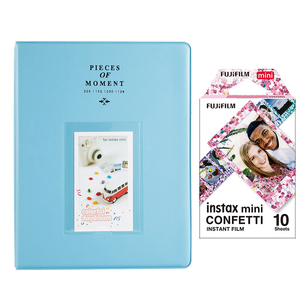 Fujifilm Instax Mini 10X1 confetti Instant Film With 128-sheet Album for mini film Blue