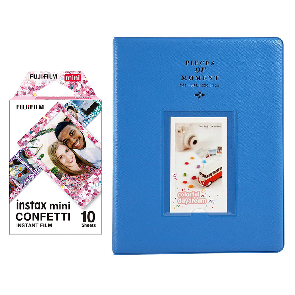 Fujifilm Instax Mini 10X1 confetti Instant Film With 128-sheet Album for mini film Cobalt blue