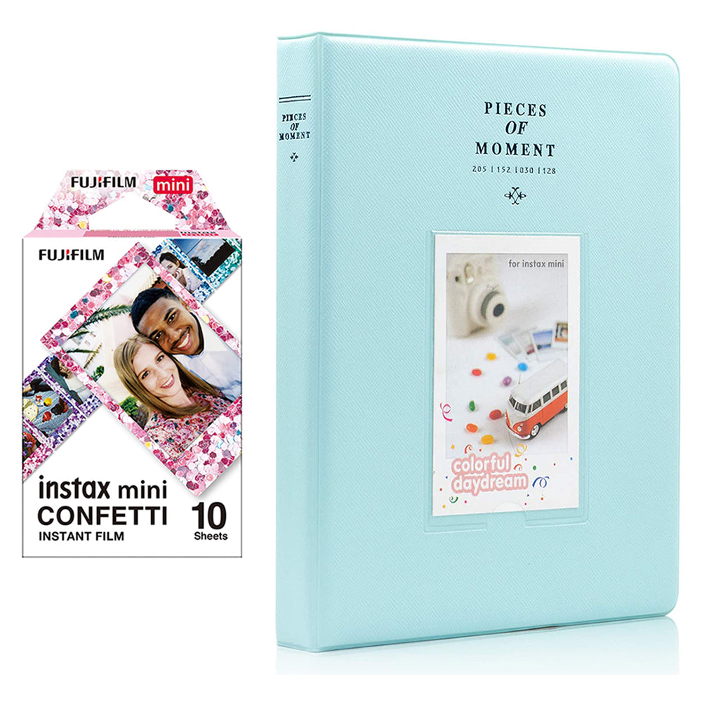 Fujifilm Instax Mini 10X1 confetti Instant Film With 128-sheet Album for mini film Ice blue