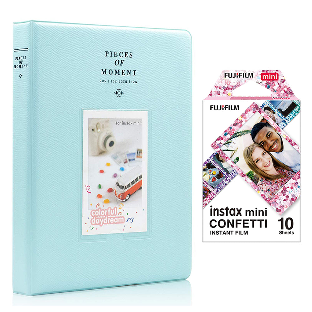 Fujifilm Instax Mini 10X1 confetti Instant Film With 128-sheet Album for mini film Ice blue