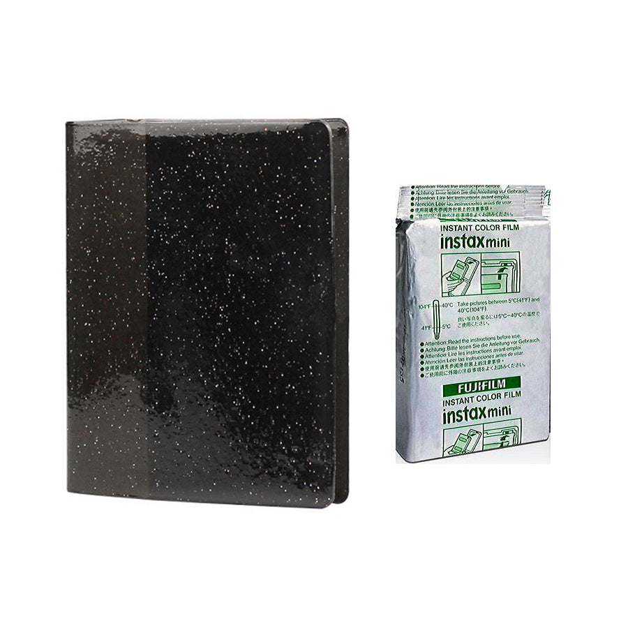 Fujifilm Instax Mini 10X1 confetti Instant Film with 64-Sheets Album For Mini Film 3 inch Charcoal gray