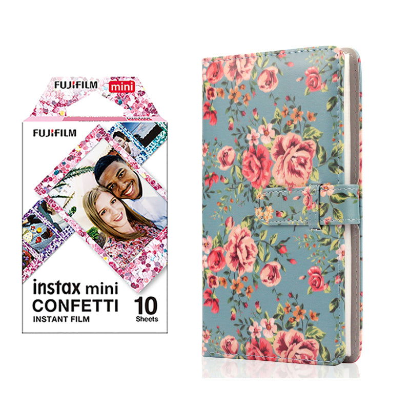 Fujifilm Instax Mini 10X1 confetti Instant Film with 96-sheet Album for mini film Blue rose