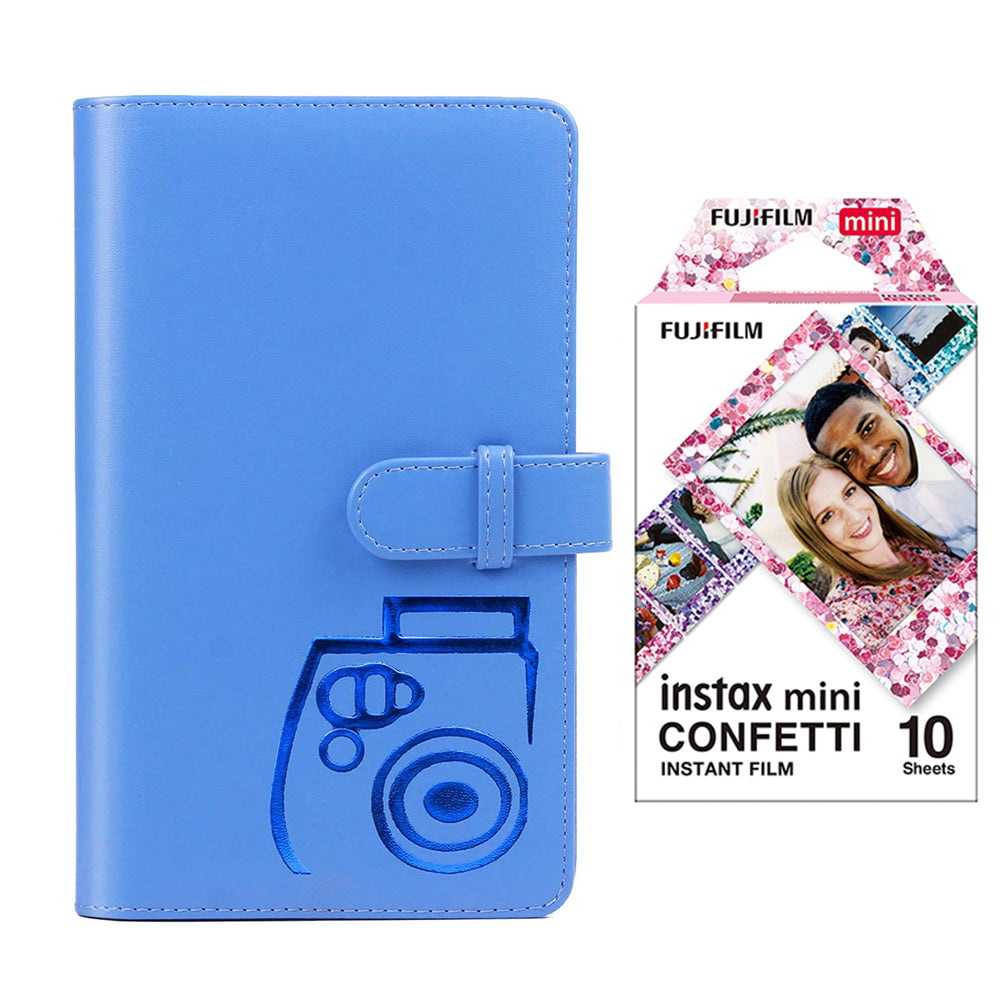 Fujifilm Instax Mini 10X1 confetti Instant Film with 96-sheet Album for mini film Cobalt blue