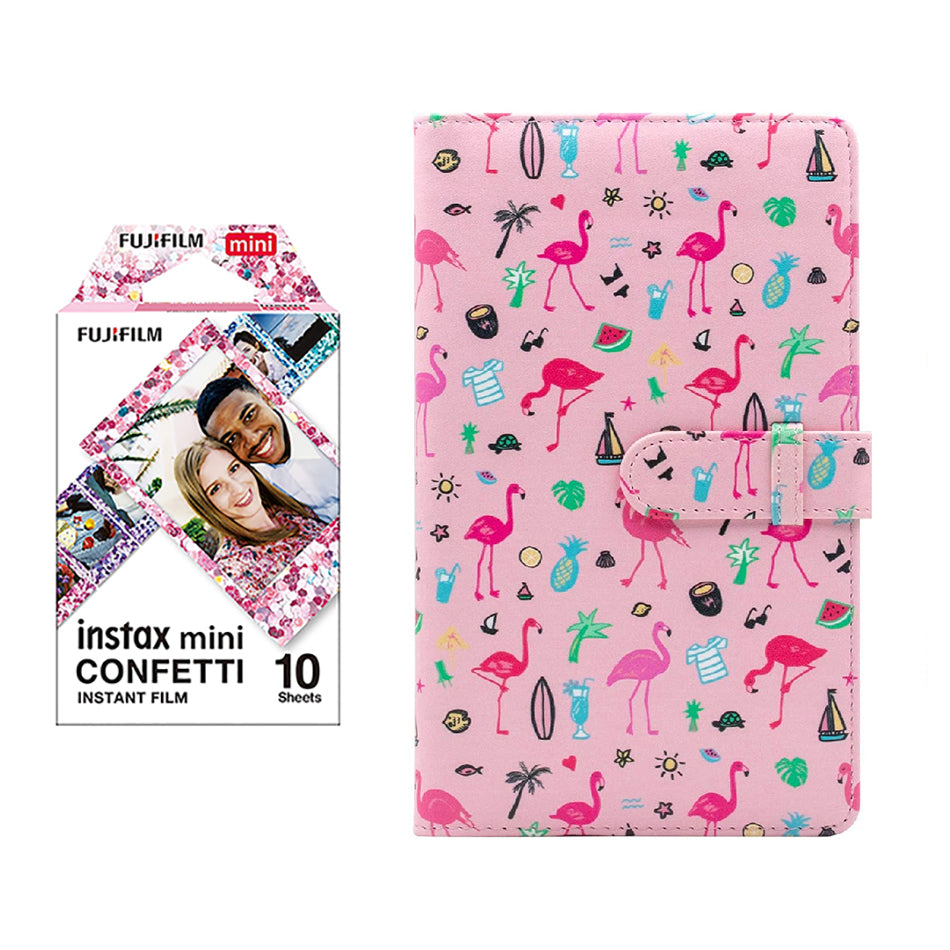 Fujifilm Instax Mini 10X1 confetti Instant Film with 96-sheet Album for mini film Flamingo watermelon