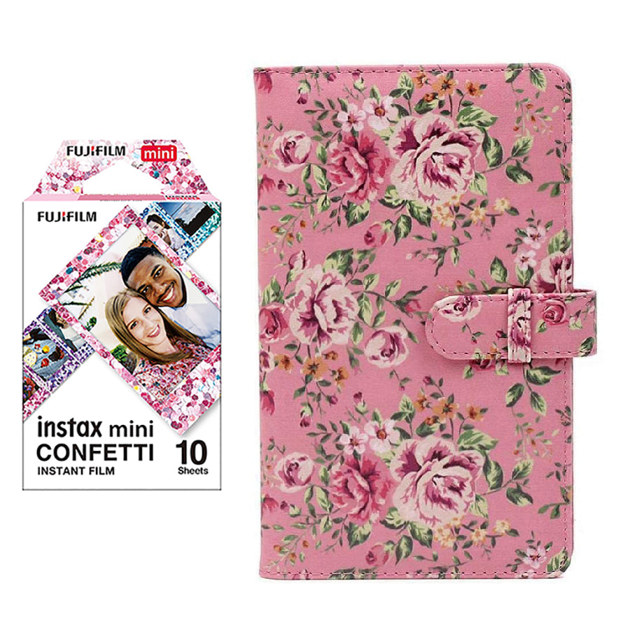 Fujifilm Instax Mini 10X1 confetti Instant Film with 96-sheet Album for mini film Pink rose