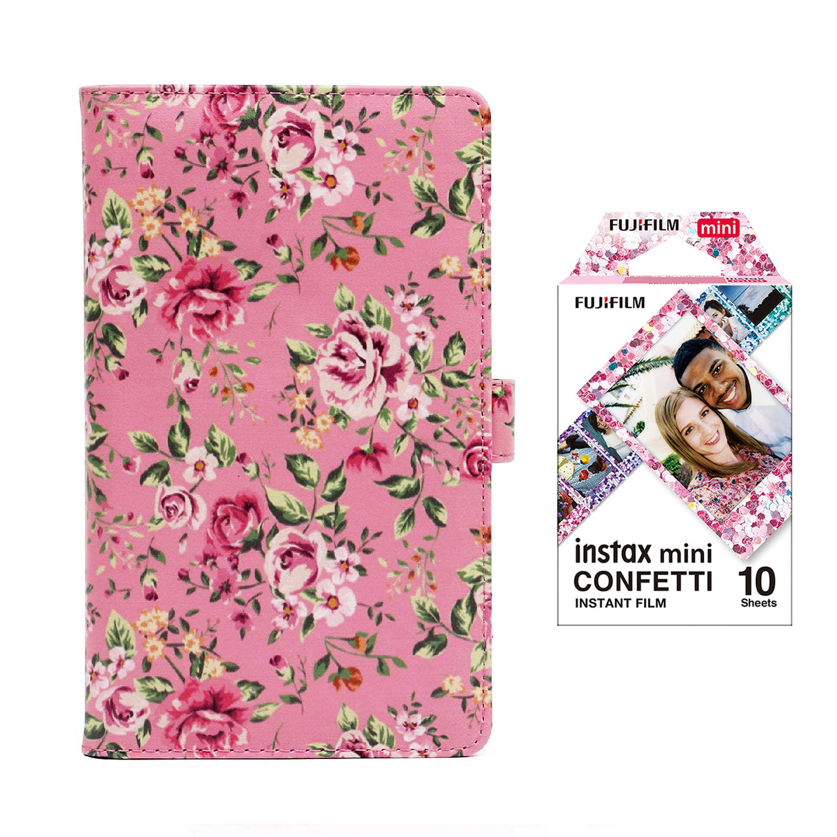 Fujifilm Instax Mini 10X1 confetti Instant Film with 96-sheet Album for mini film Pink rose