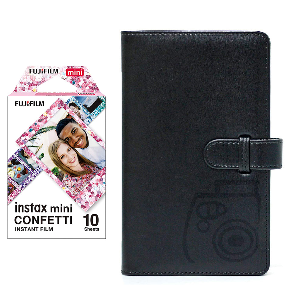 Fujifilm Instax Mini 10X1 confetti Instant Film with 96-sheet Album for mini film Charcoal gray