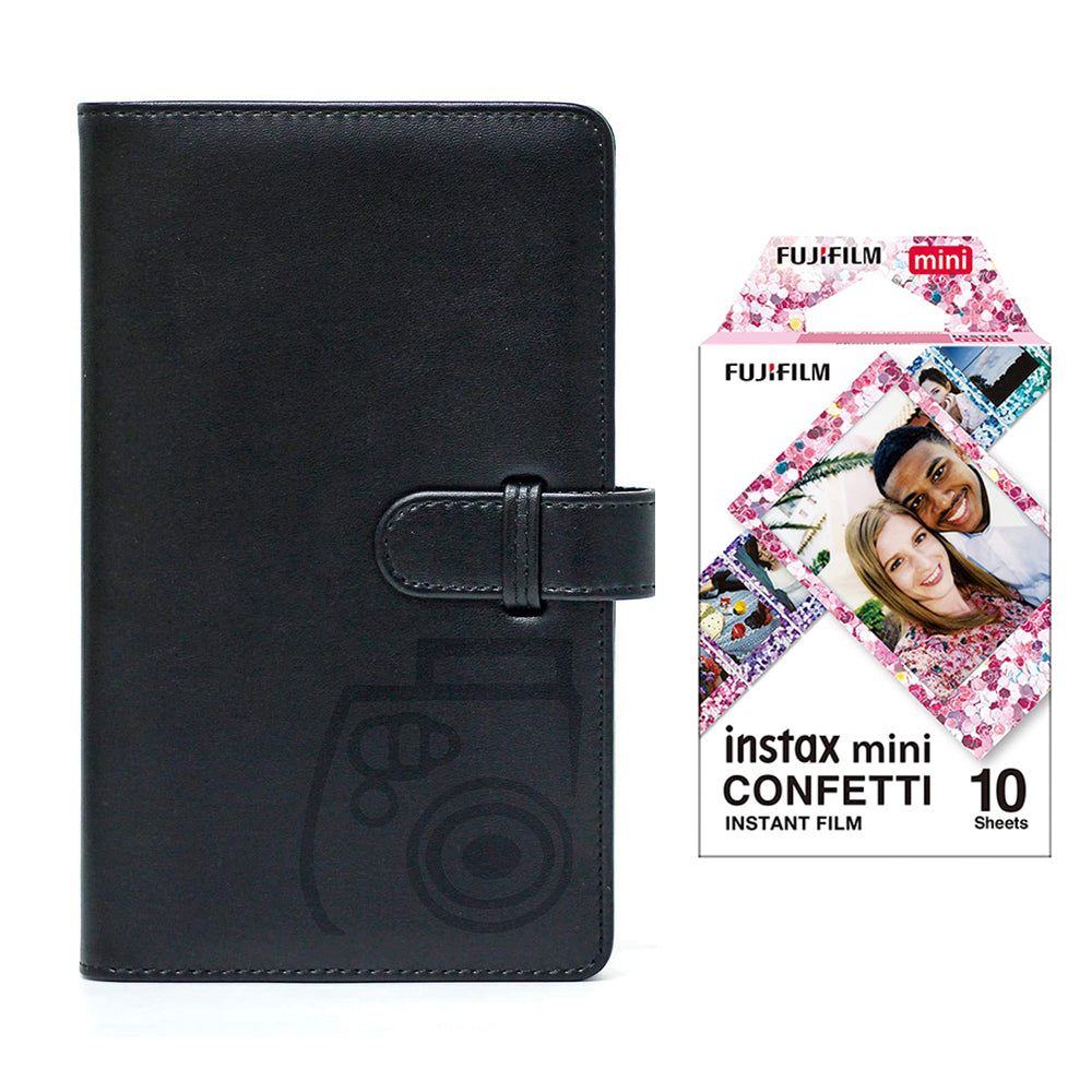 Fujifilm Instax Mini 10X1 confetti Instant Film with 96-sheet Album for mini film Charcoal gray