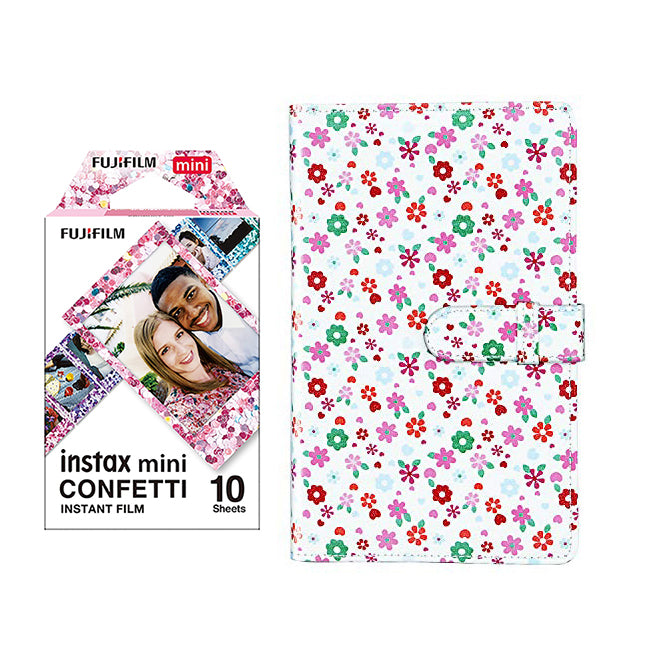 Fujifilm Instax Mini 10X1 confetti Instant Film with 96-sheet Album for mini film Flower