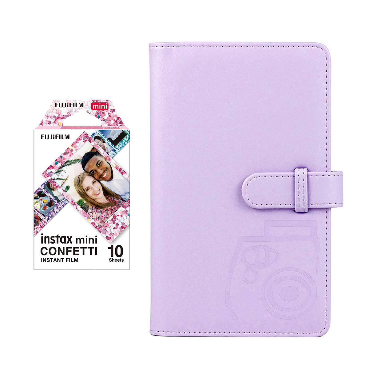 Fujifilm Instax Mini 10X1 confetti Instant Film with 96-sheet Album for mini film Lilac purple