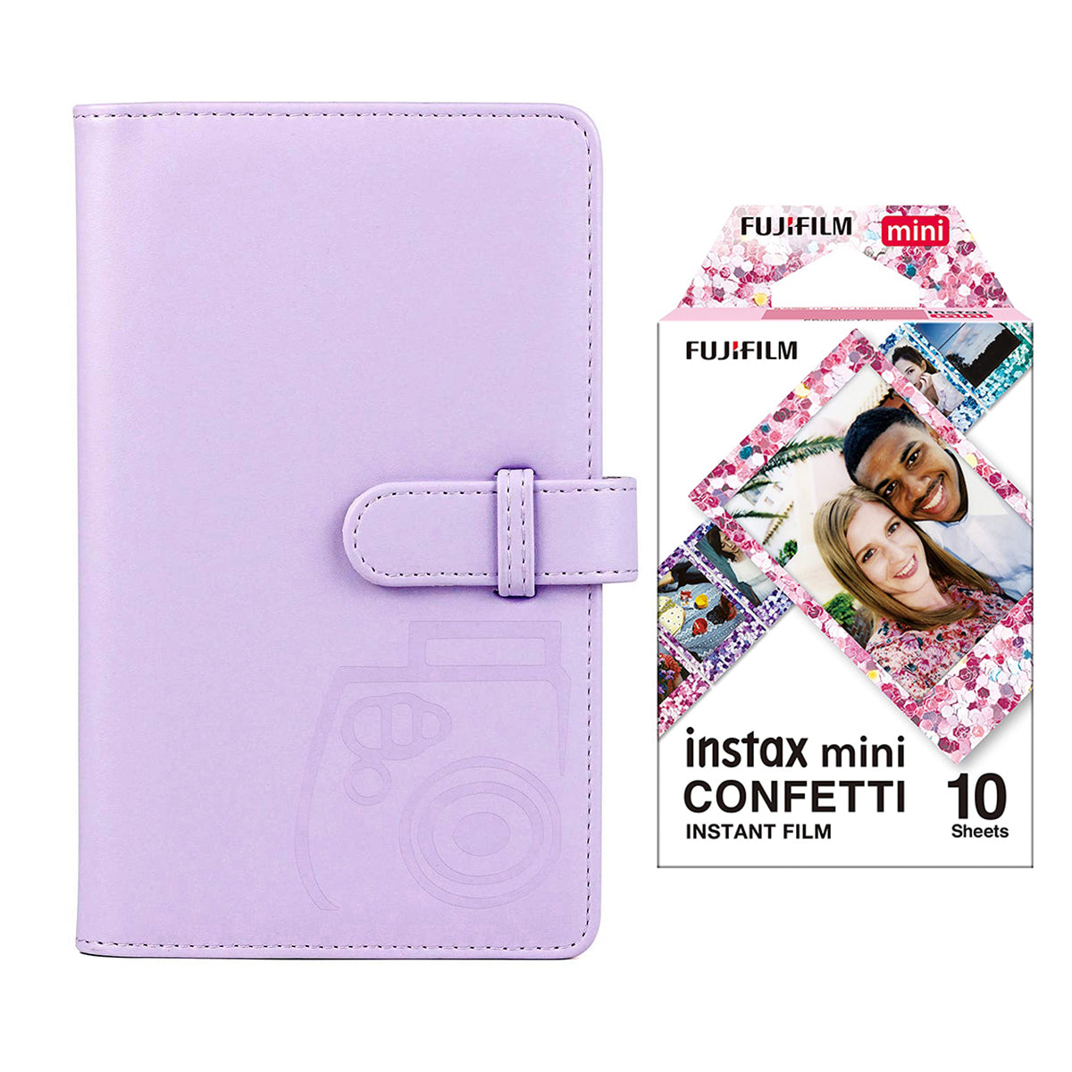Fujifilm Instax Mini 10X1 confetti Instant Film with 96-sheet Album for mini film Lilac purple