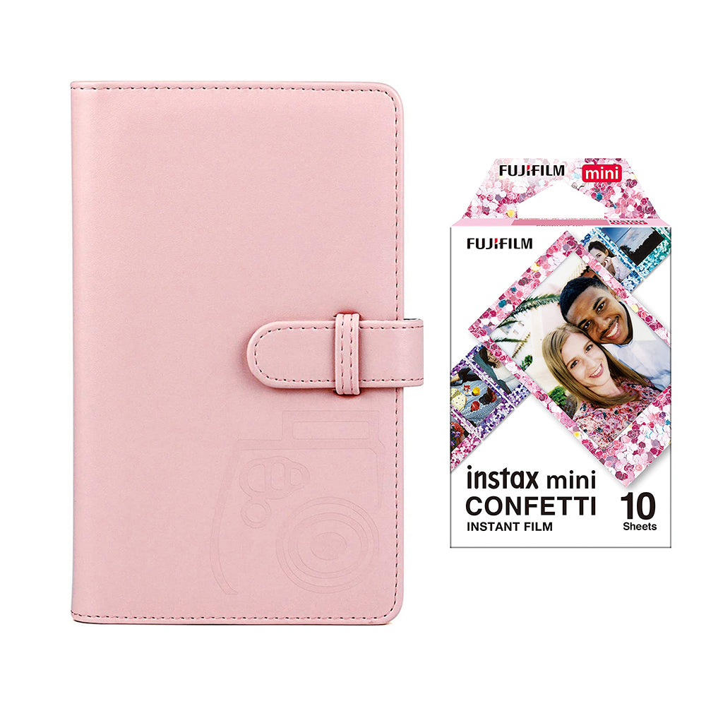 Fujifilm Instax Mini 10X1 confetti Instant Film with 96-sheet Album for mini film Blush pink