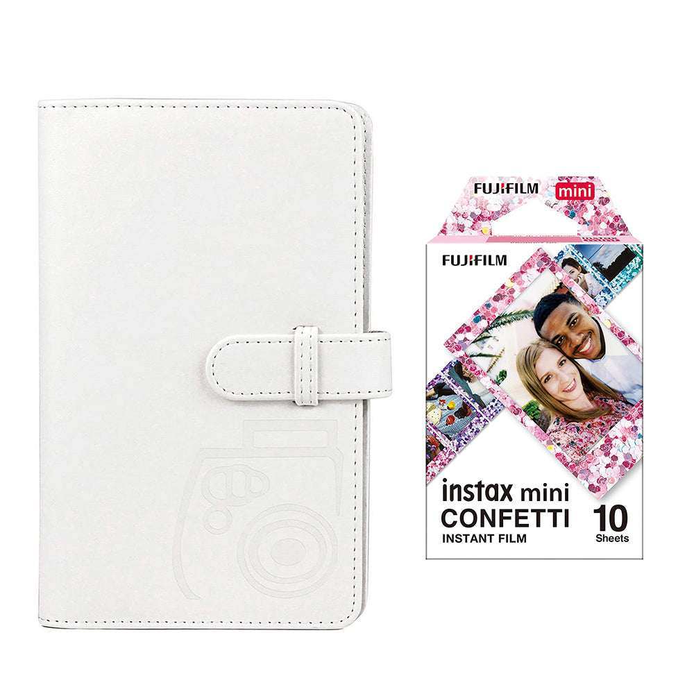 Fujifilm Instax Mini 10X1 confetti Instant Film with 96-sheet Album for mini film lce white