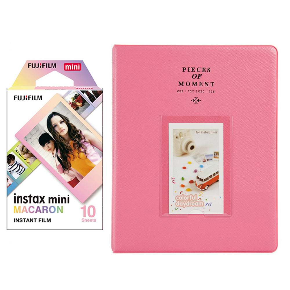 Fujifilm Instax Mini 10X1 macaron Instant Film With 128-sheet Album for mini film Flamingo pink