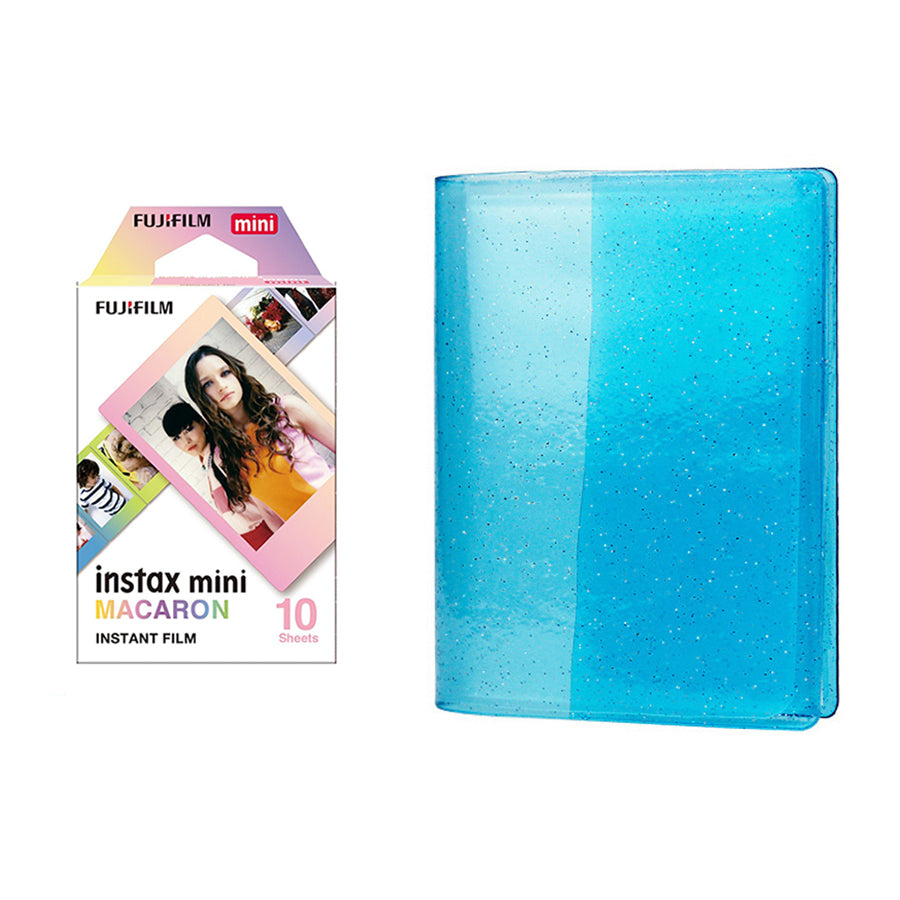 Fujifilm Instax Mini 10X1 macaron Instant Film with 64-Sheets Album For Mini Film 3 inch Sky blue