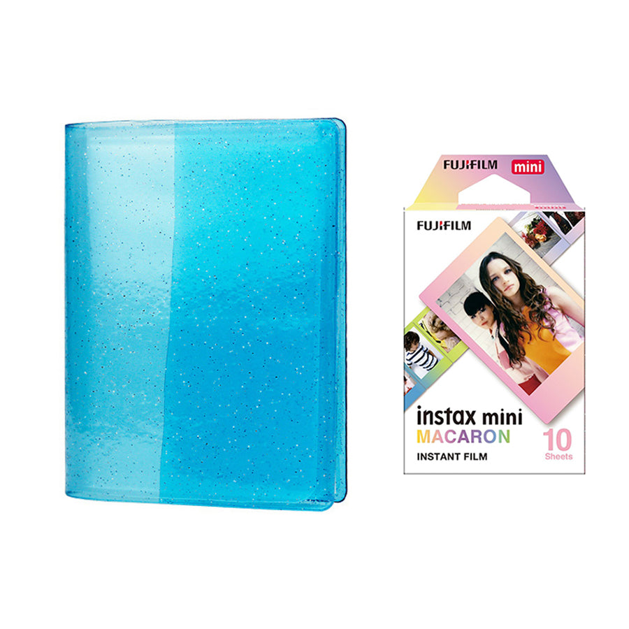Fujifilm Instax Mini 10X1 macaron Instant Film with 64-Sheets Album For Mini Film 3 inch Sky blue