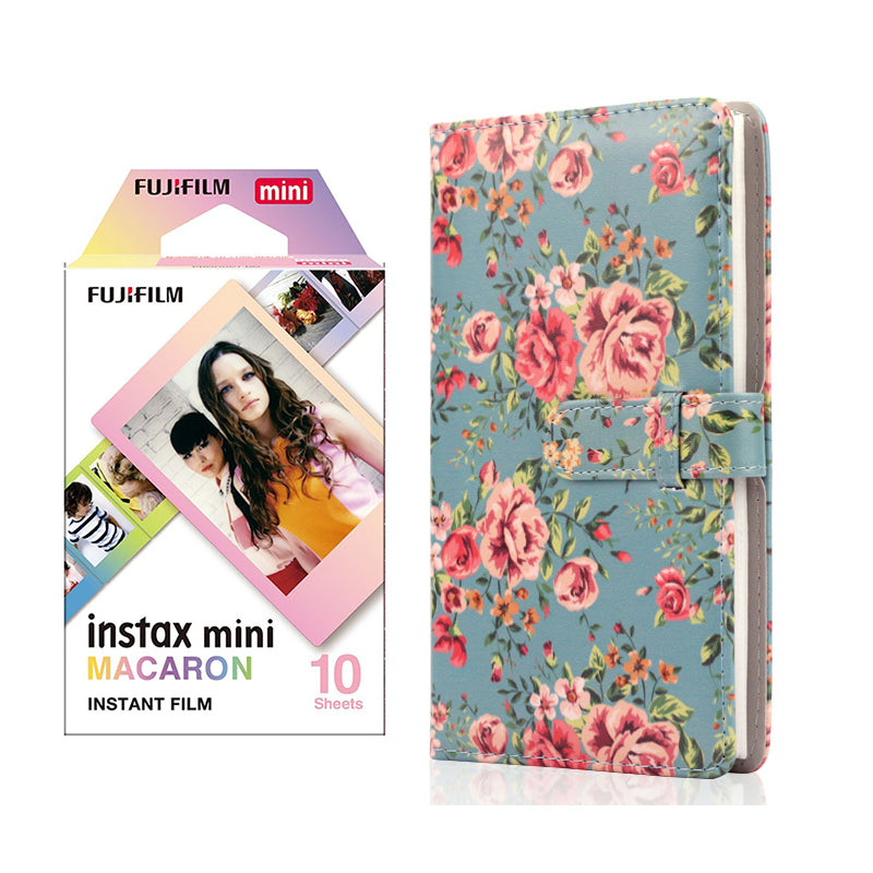Fujifilm Instax Mini 10X1 macaron Instant Film with 96-sheet Album for mini film Blue rose