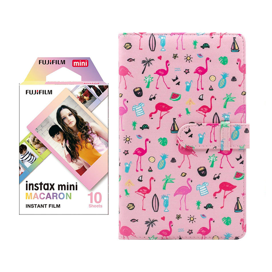 Fujifilm Instax Mini 10X1 macaron Instant Film with 96-sheet Album for mini film Flamingo watermelon