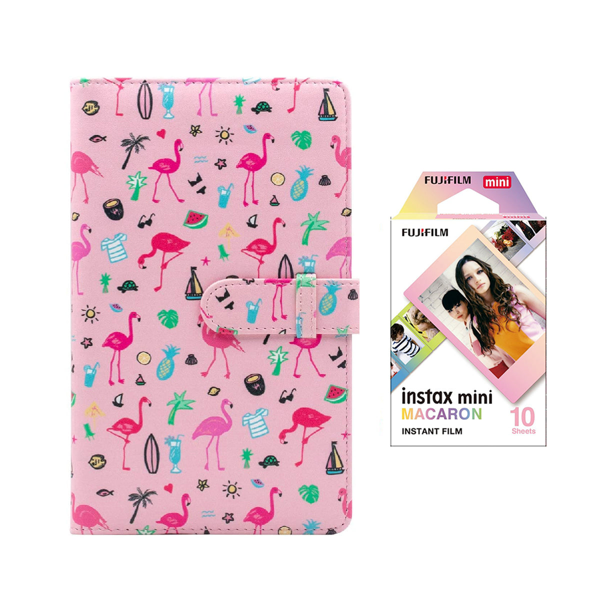 Fujifilm Instax Mini 10X1 macaron Instant Film with 96-sheet Album for mini film Flamingo watermelon