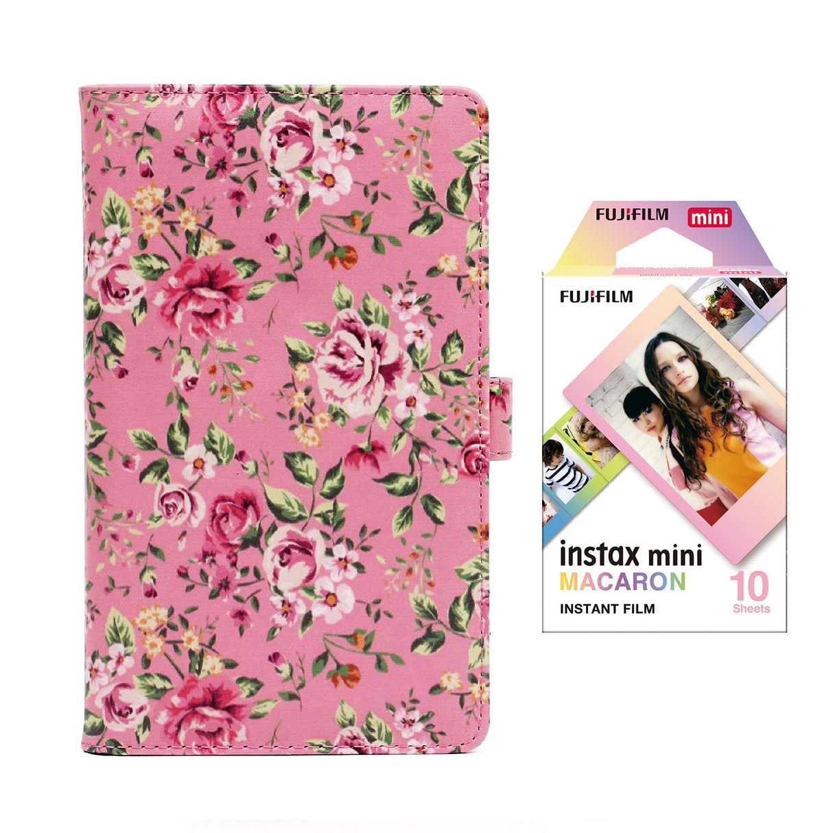 Fujifilm Instax Mini 10X1 macaron Instant Film with 96-sheet Album for mini film Pink rose