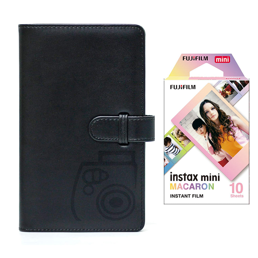 Fujifilm Instax Mini 10X1 macaron Instant Film with 96-sheet Album for mini film Charcoal gray