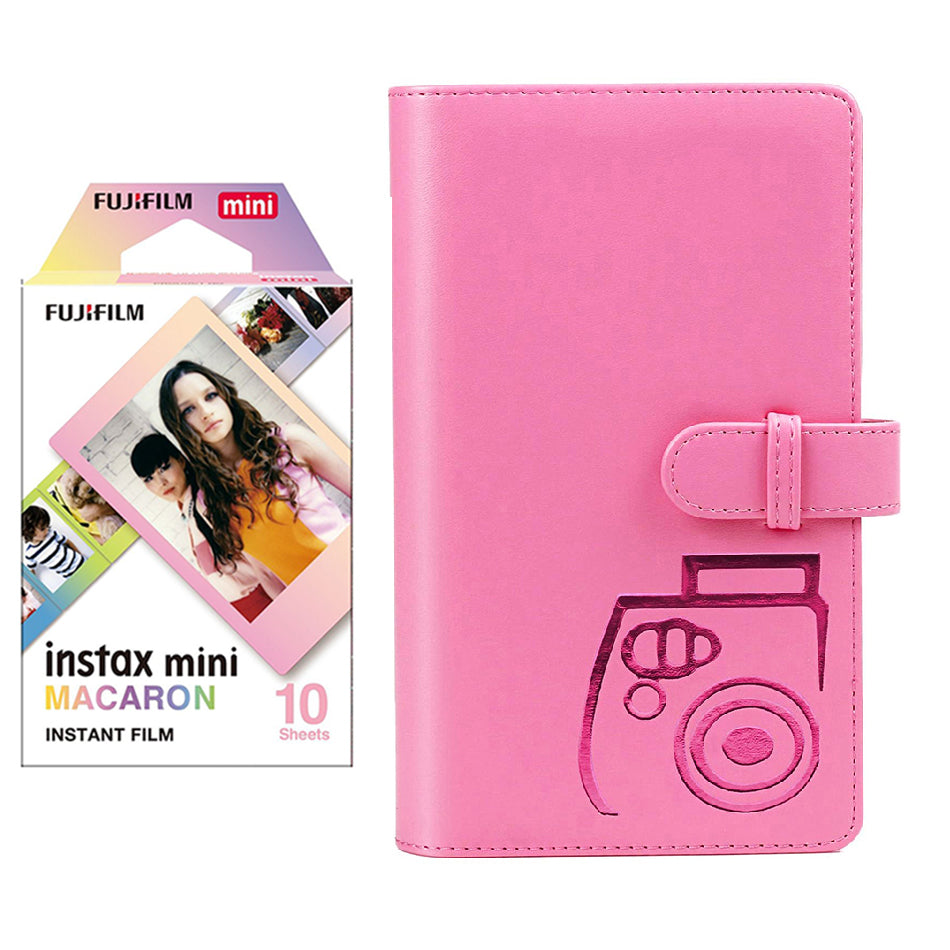 Fujifilm Instax Mini 10X1 macaron Instant Film with 96-sheet Album for mini film Flamingo pink
