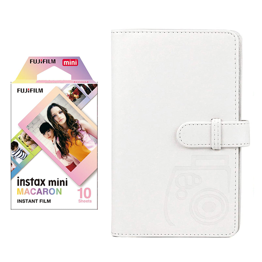 Fujifilm Instax Mini 10X1 macaron Instant Film with 96-sheet Album for mini film lce white