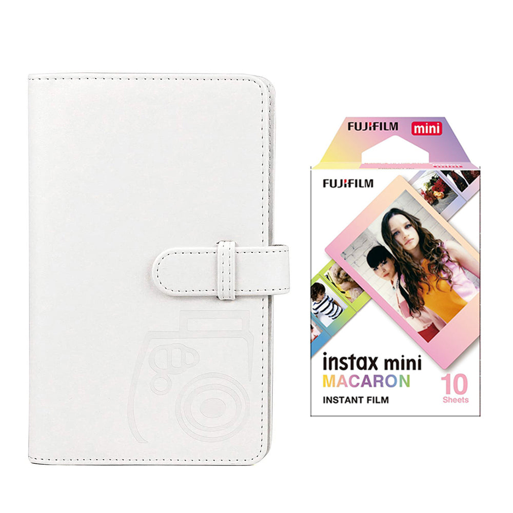 Fujifilm Instax Mini 10X1 macaron Instant Film with 96-sheet Album for mini film lce white