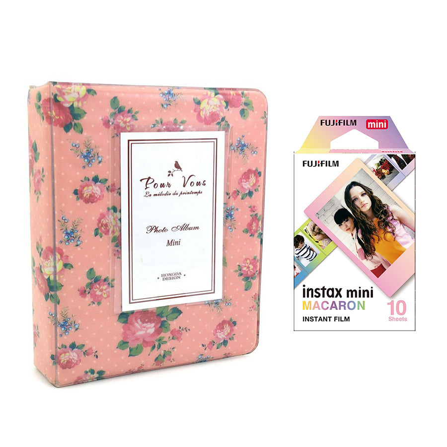 Fujifilm Instax Mini 10X1 macaron Instant Film with Instax Time Photo Album 64 Sheets (Beautiful flower)