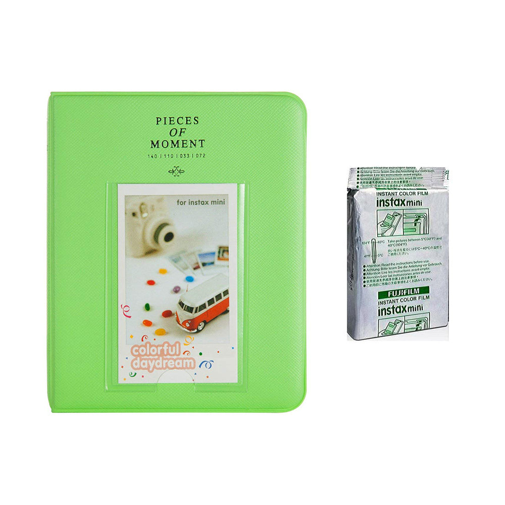 Fujifilm Instax Mini 10X1 macaron Instant Film with Instax Time Photo Album 64 Sheets Lime green