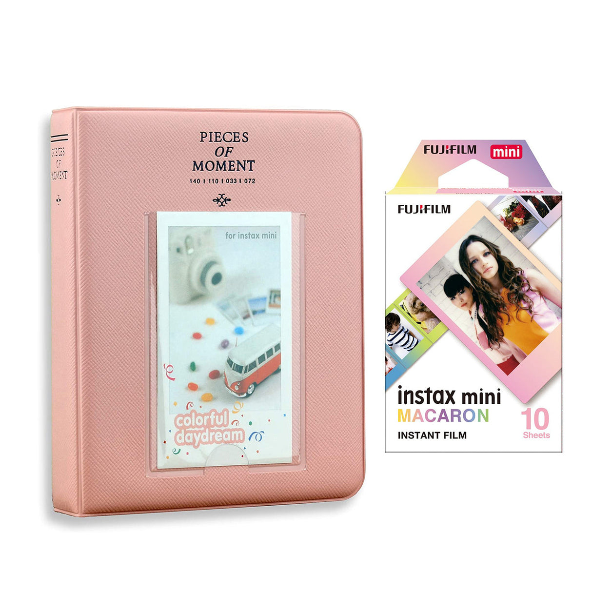 Fujifilm Instax Mini 10X1 macaron Instant Film with Instax Time Photo Album 64 Sheets Blush pink