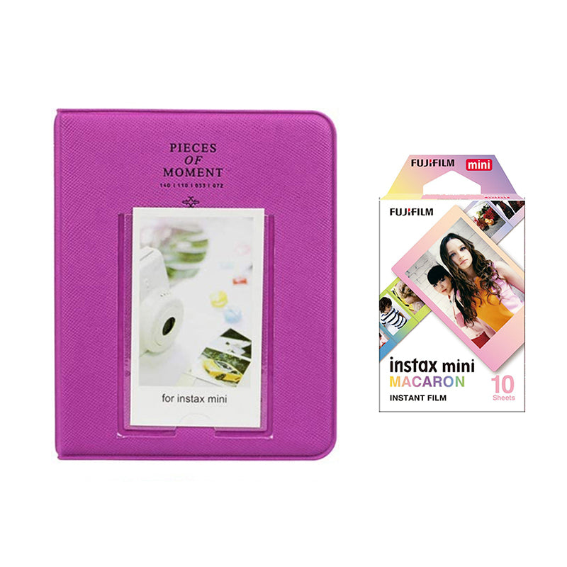 Fujifilm Instax Mini 10X1 macaron Instant Film with Instax Time Photo Album 64 Sheets (Grape purple)