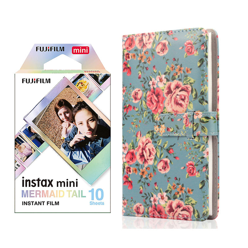 Fujifilm Instax Mini 10X1 mermaid tail Instant Film with 96-sheet Album for mini film Blue rose