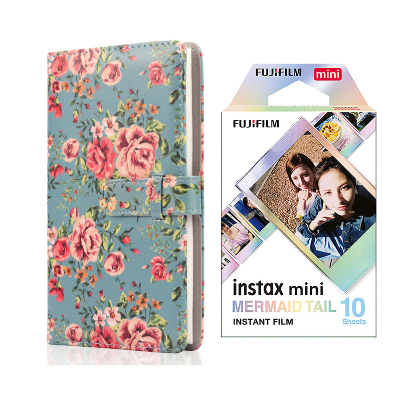 Fujifilm Instax Mini 10X1 mermaid tail Instant Film with 96-sheet Album for mini film Blue rose