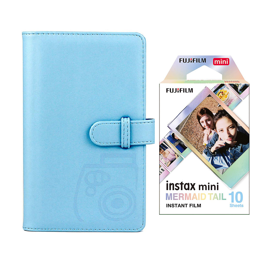 Fujifilm Instax Mini 10X1 mermaid tail Instant Film with 96-sheet Album for mini film Sky blue