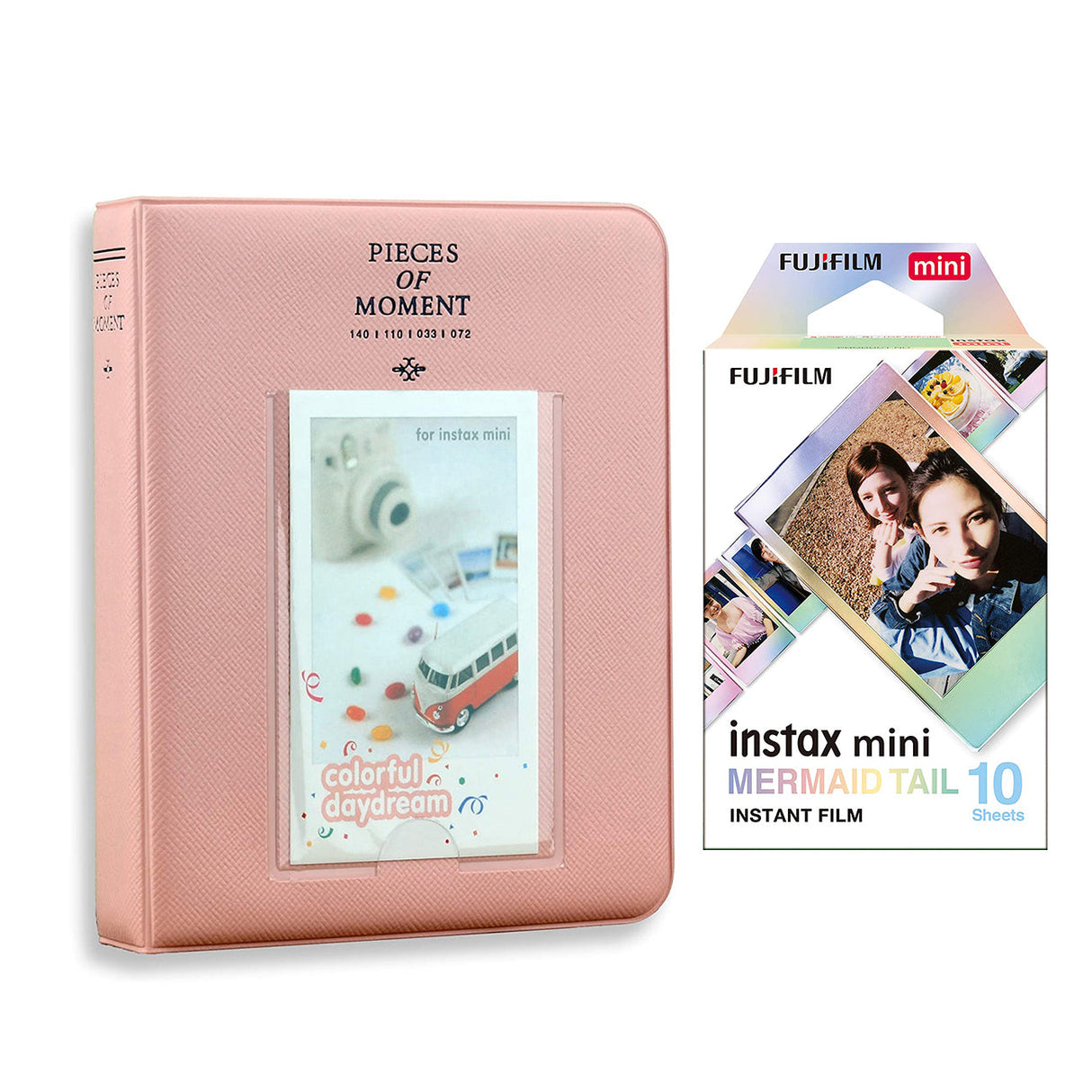 Fujifilm Instax Mini 10X1 mermaid tail Instant Film with Instax Time Photo Album 64 Sheets Blush pink