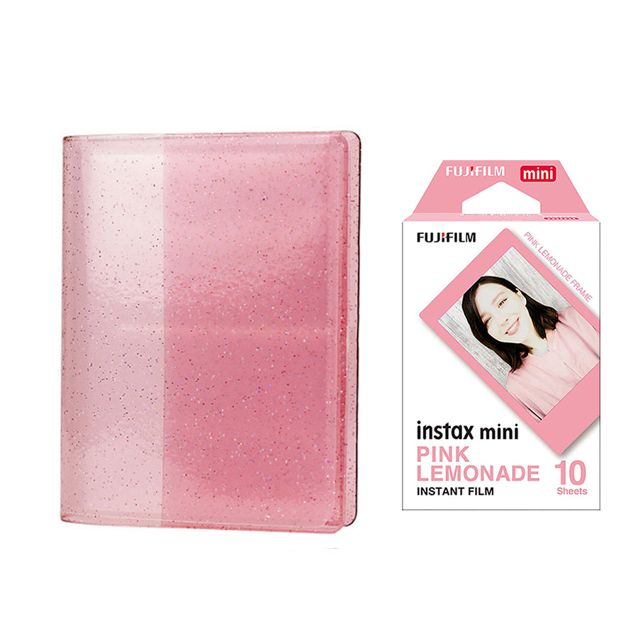 Fujifilm Instax Mini 10X1 pink lemonade Instant Film with 64-Sheets Album For Mini Film 3 inch Blush pink