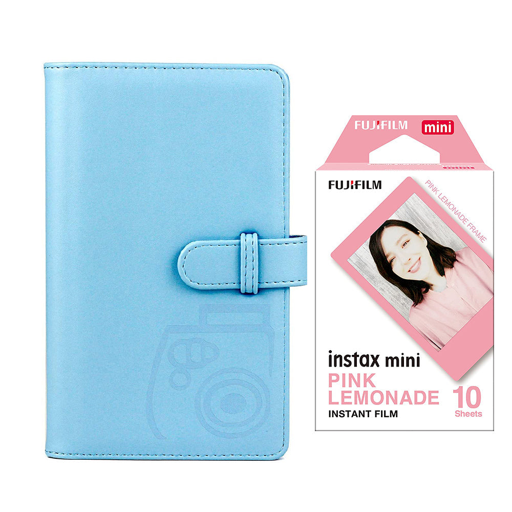 Fujifilm Instax Mini 10X1 pink lemonade Instant Film with 96-sheet Album for mini film Sky blue
