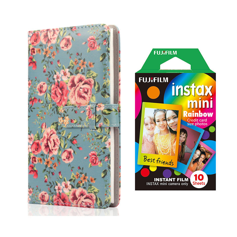 Fujifilm Instax Mini 10X1 rainbow Instant Film with 96-sheet Album for mini film Blue rose