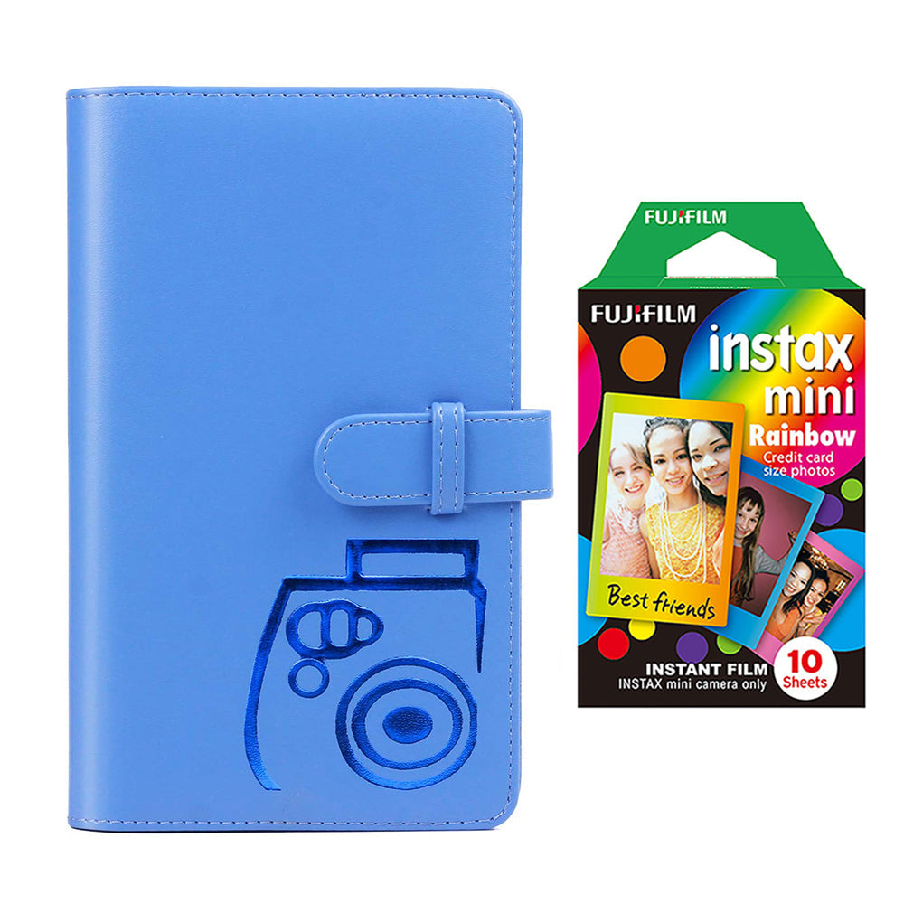 Fujifilm Instax Mini 10X1 rainbow Instant Film with 96-sheet Album for mini film Cobalt blue