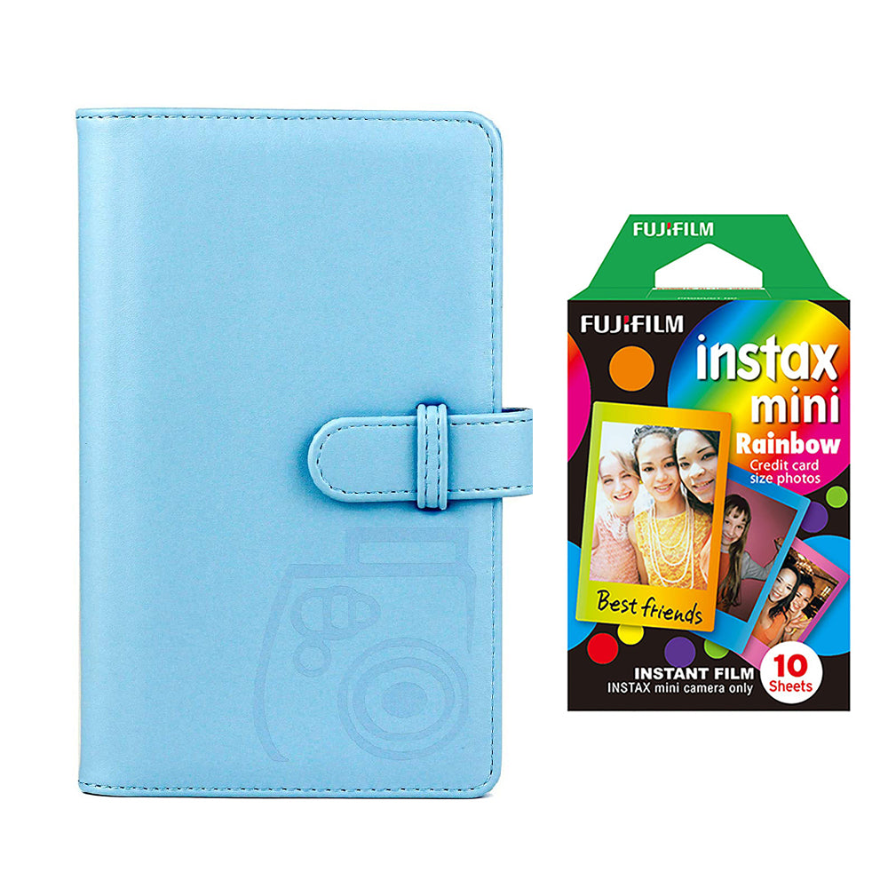 Fujifilm Instax Mini 10X1 rainbow Instant Film with 96-sheet Album for mini film Sky blue