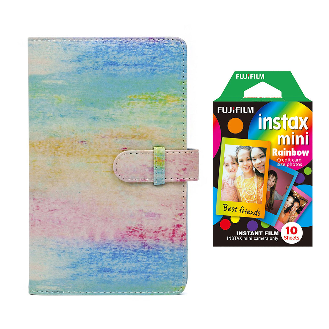 Fujifilm Instax Mini 10X1 rainbow Instant Film with 96-sheet Album for mini film (Watercolor)