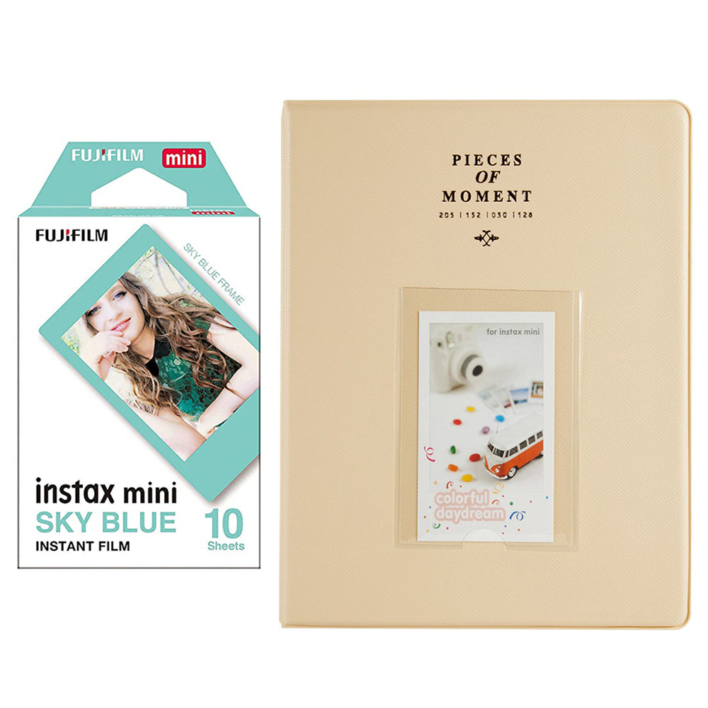 Fujifilm Instax Mini 10X1 sky blue Instant Film With 128-sheet Album for mini film Beige